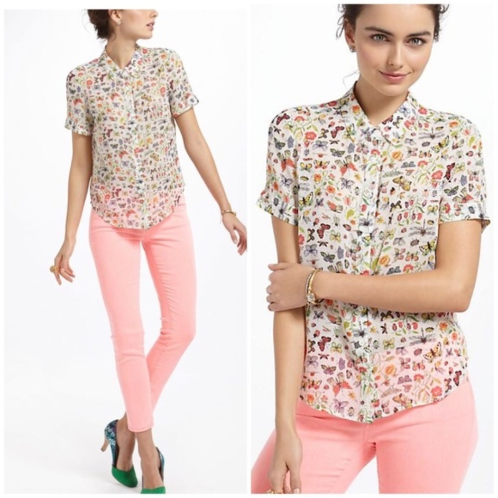 RARE Anthro Bug Insect Entomologist Silk Top 2